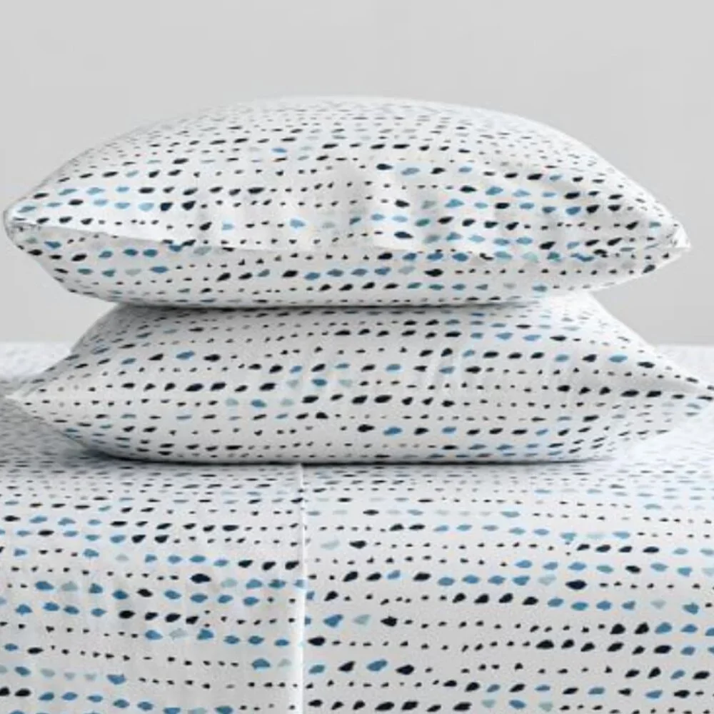 West Elm Organic Pebble Dots Pillowcase, Standard, Set of 2 - Midnight - NWT